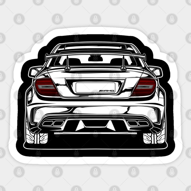 Mercedes Benz C63 AMG Black Series (White Print) Sticker by idrdesign